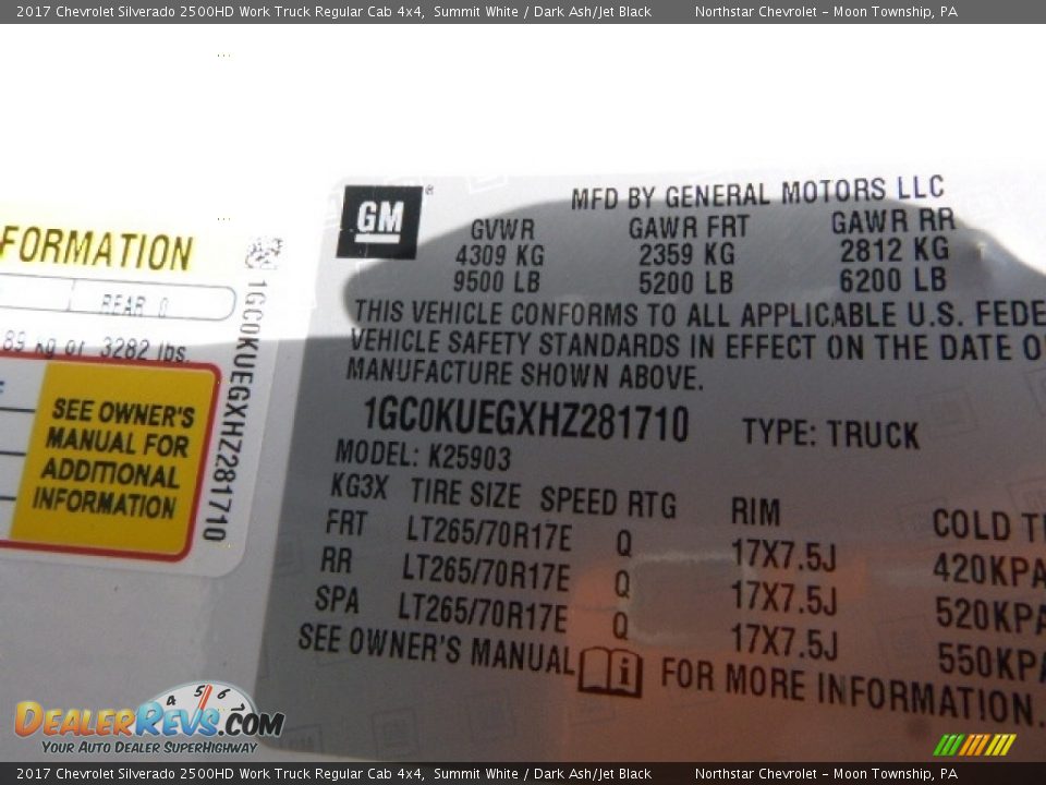 2017 Chevrolet Silverado 2500HD Work Truck Regular Cab 4x4 Summit White / Dark Ash/Jet Black Photo #17