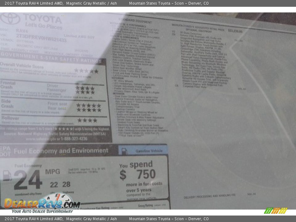 2017 Toyota RAV4 Limited AWD Magnetic Gray Metallic / Ash Photo #10