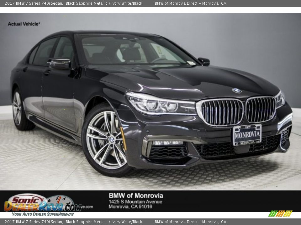 2017 BMW 7 Series 740i Sedan Black Sapphire Metallic / Ivory White/Black Photo #1