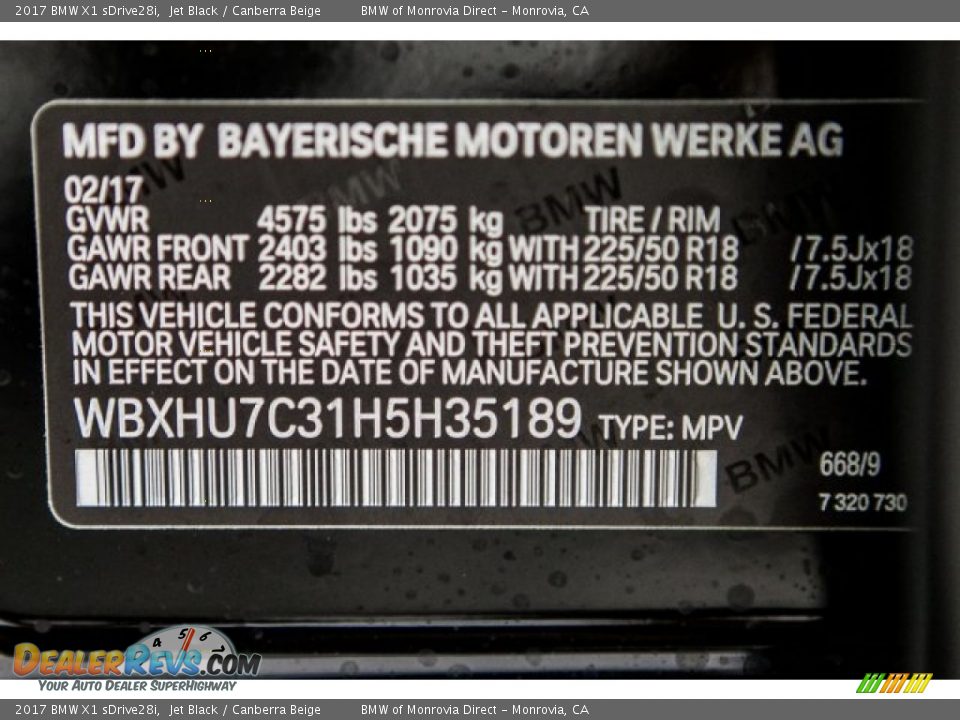 2017 BMW X1 sDrive28i Jet Black / Canberra Beige Photo #11