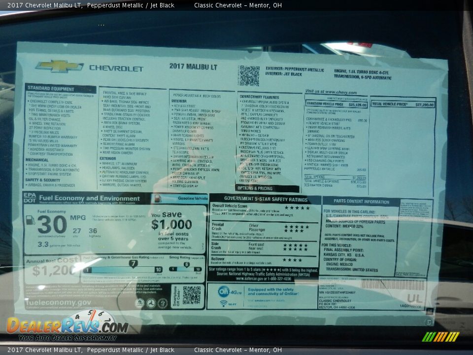 2017 Chevrolet Malibu LT Pepperdust Metallic / Jet Black Photo #3