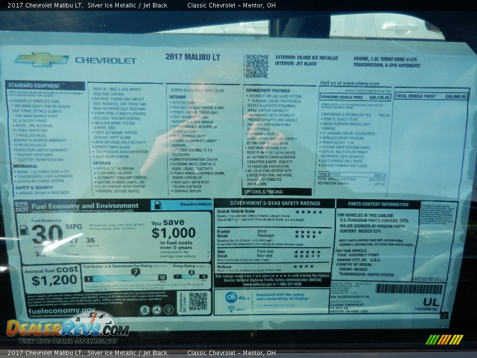 2017 Chevrolet Malibu LT Silver Ice Metallic / Jet Black Photo #4