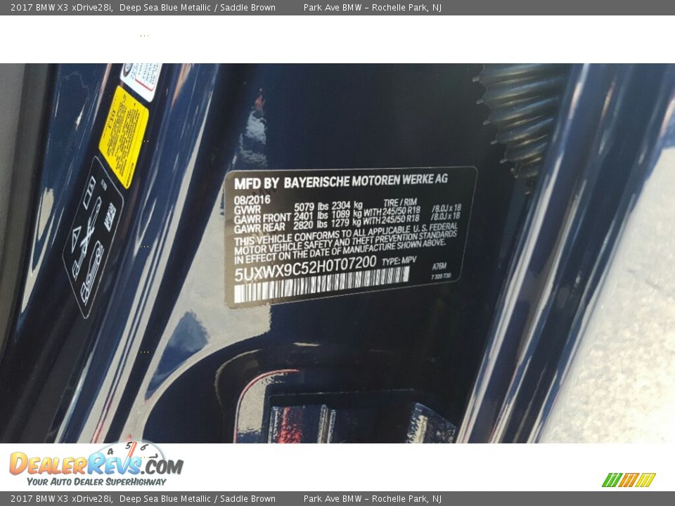 2017 BMW X3 xDrive28i Deep Sea Blue Metallic / Saddle Brown Photo #35