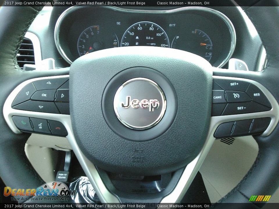 2017 Jeep Grand Cherokee Limited 4x4 Velvet Red Pearl / Black/Light Frost Beige Photo #6