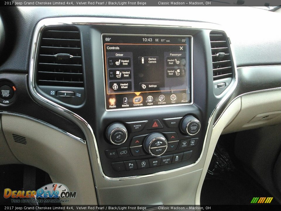 2017 Jeep Grand Cherokee Limited 4x4 Velvet Red Pearl / Black/Light Frost Beige Photo #11