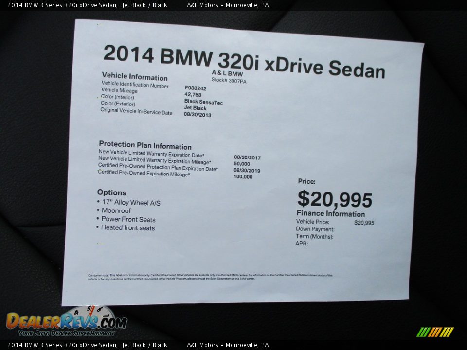 2014 BMW 3 Series 320i xDrive Sedan Jet Black / Black Photo #12