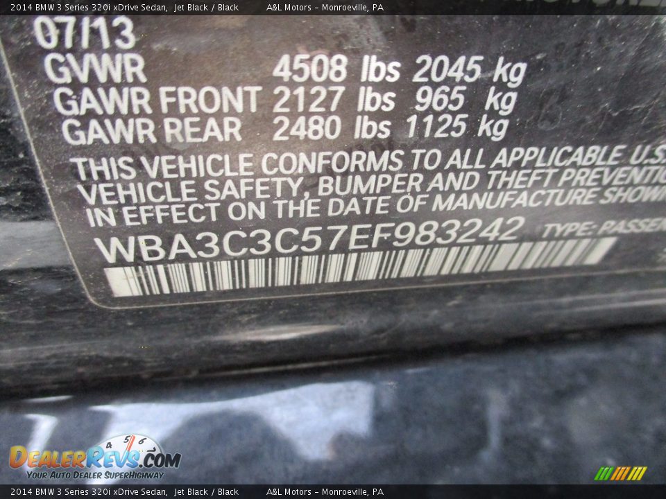 2014 BMW 3 Series 320i xDrive Sedan Jet Black / Black Photo #19