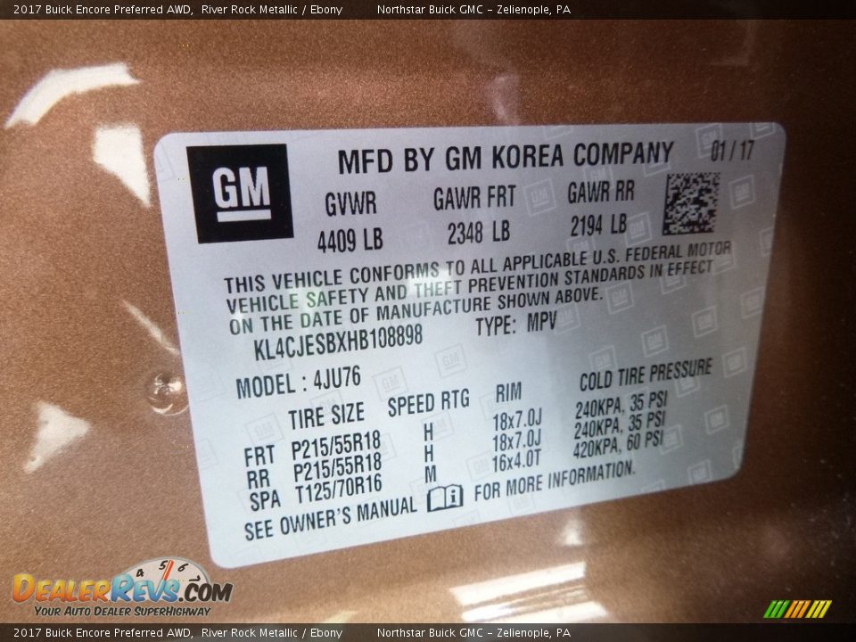 2017 Buick Encore Preferred AWD River Rock Metallic / Ebony Photo #16