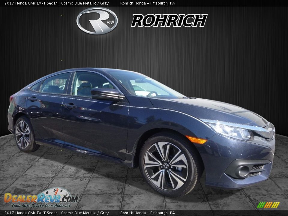 2017 Honda Civic EX-T Sedan Cosmic Blue Metallic / Gray Photo #1