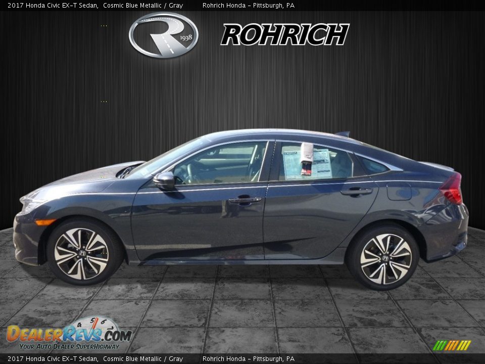 2017 Honda Civic EX-T Sedan Cosmic Blue Metallic / Gray Photo #3