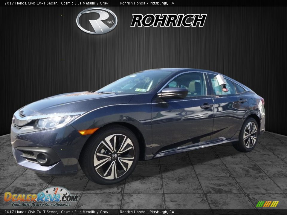 2017 Honda Civic EX-T Sedan Cosmic Blue Metallic / Gray Photo #4