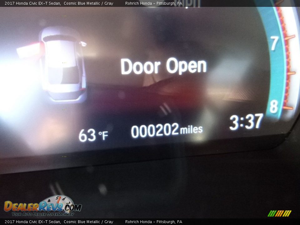 2017 Honda Civic EX-T Sedan Cosmic Blue Metallic / Gray Photo #15