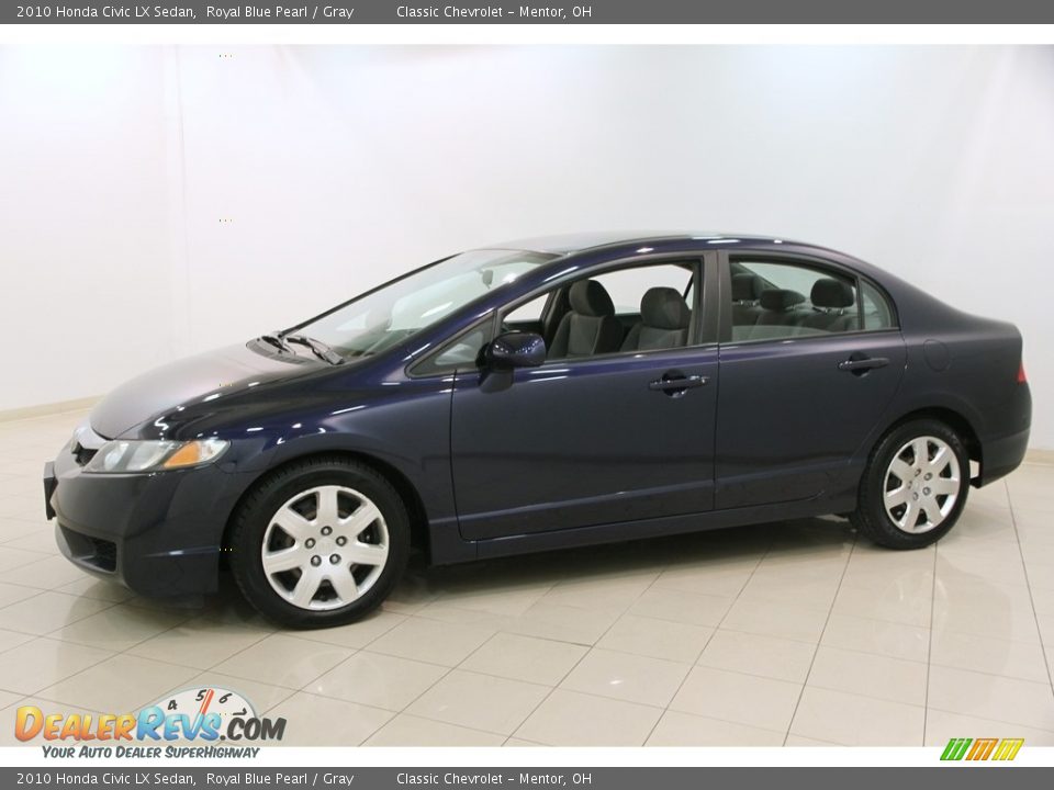 2010 Honda Civic LX Sedan Royal Blue Pearl / Gray Photo #3