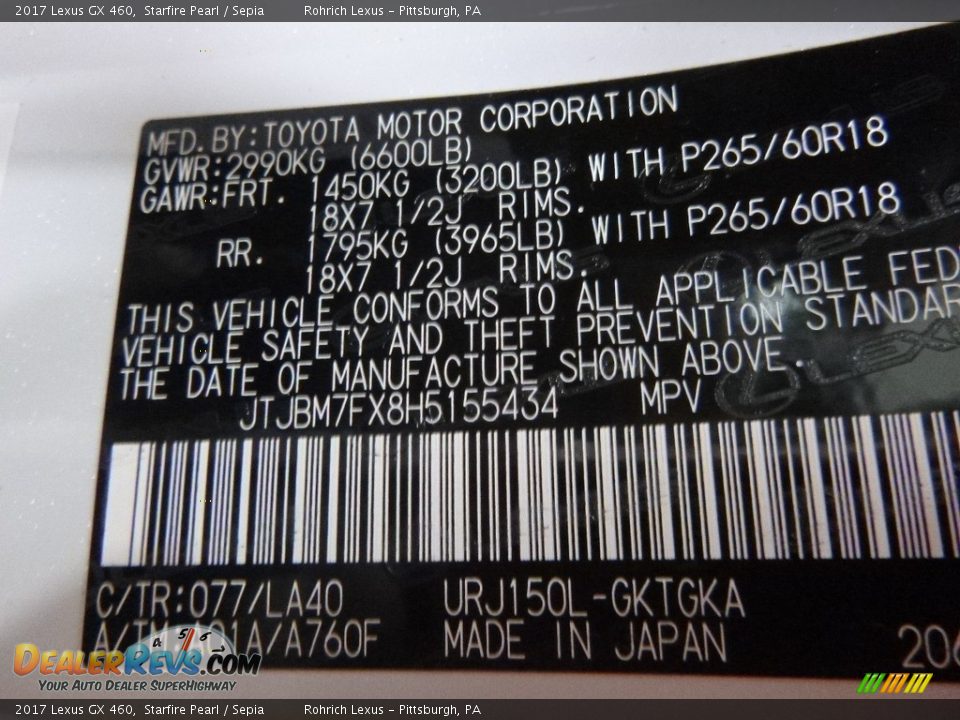 2017 Lexus GX 460 Starfire Pearl / Sepia Photo #11