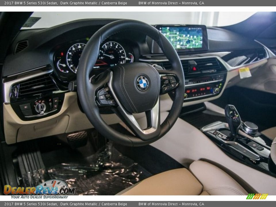 2017 BMW 5 Series 530i Sedan Dark Graphite Metallic / Canberra Beige Photo #6
