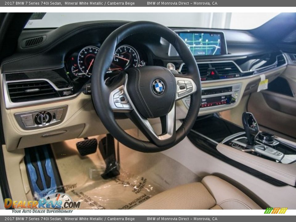 2017 BMW 7 Series 740i Sedan Mineral White Metallic / Canberra Beige Photo #6