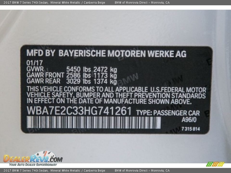 2017 BMW 7 Series 740i Sedan Mineral White Metallic / Canberra Beige Photo #11