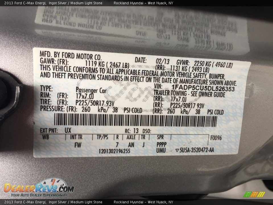 2013 Ford C-Max Energi Ingot Silver / Medium Light Stone Photo #27