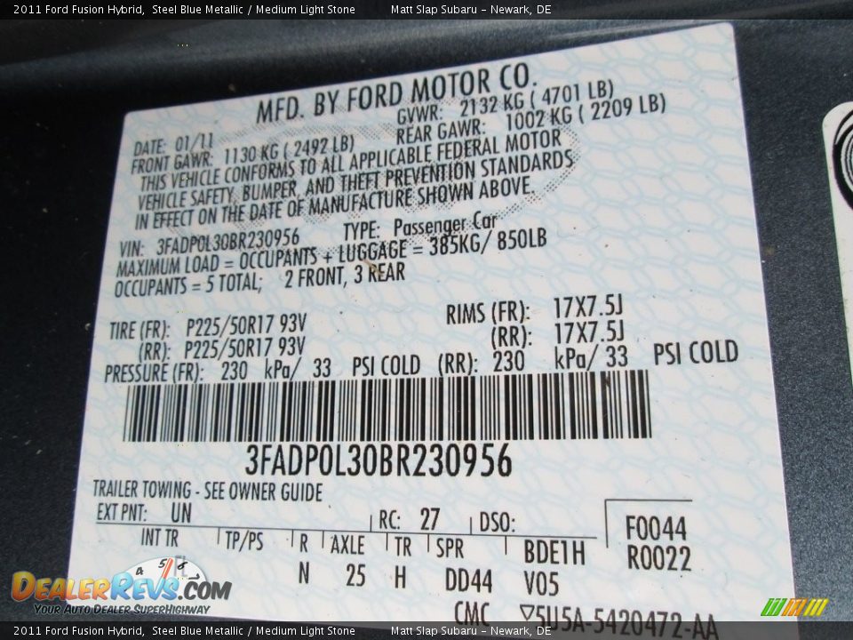 2011 Ford Fusion Hybrid Steel Blue Metallic / Medium Light Stone Photo #29