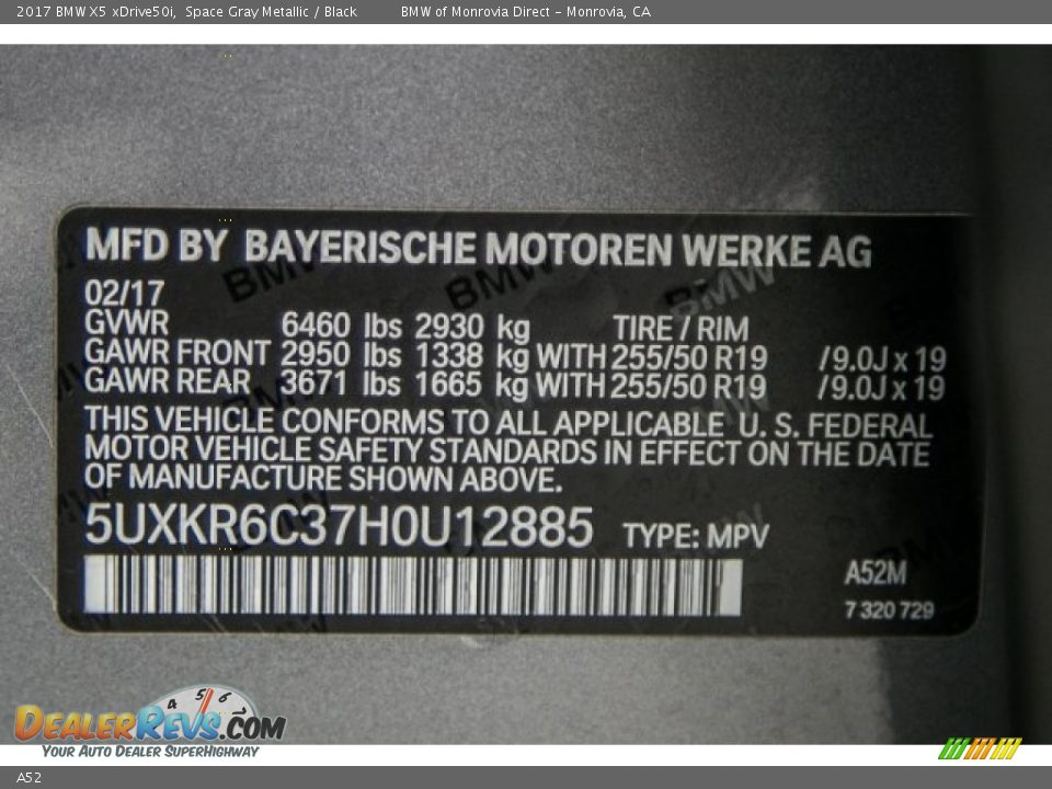 BMW Color Code A52 Space Gray Metallic