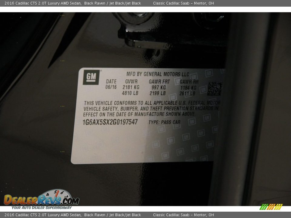 2016 Cadillac CTS 2.0T Luxury AWD Sedan Black Raven / Jet Black/Jet Black Photo #22