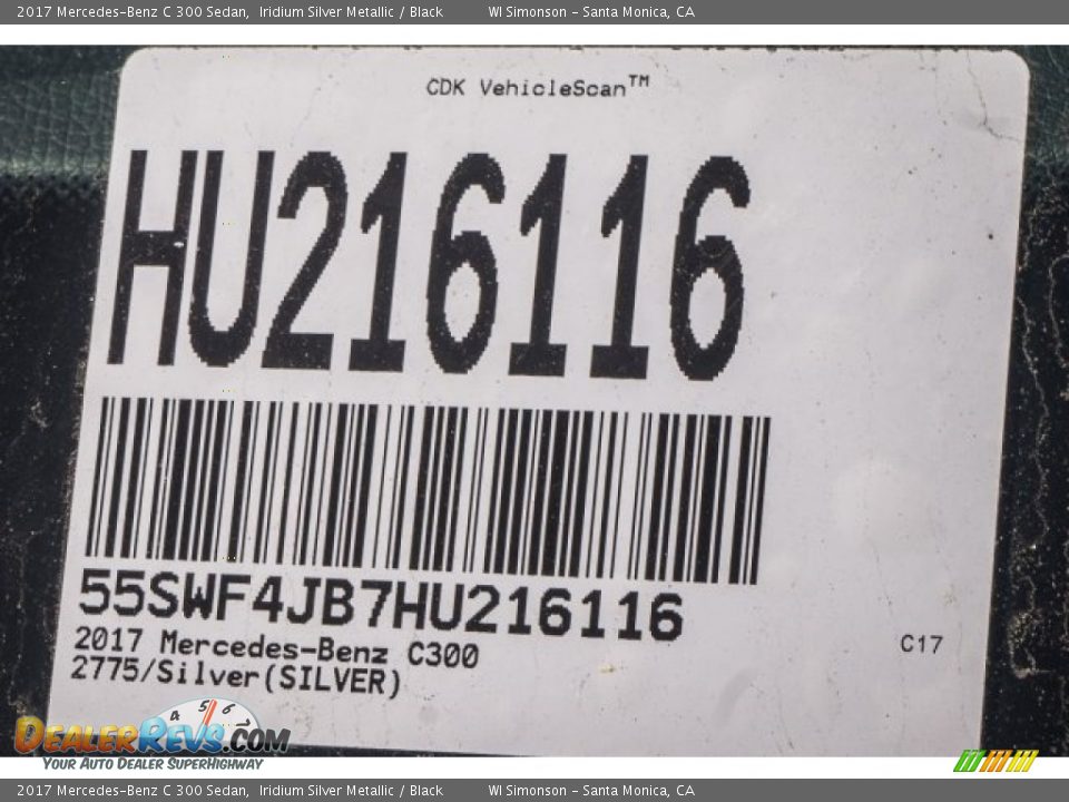 2017 Mercedes-Benz C 300 Sedan Iridium Silver Metallic / Black Photo #8