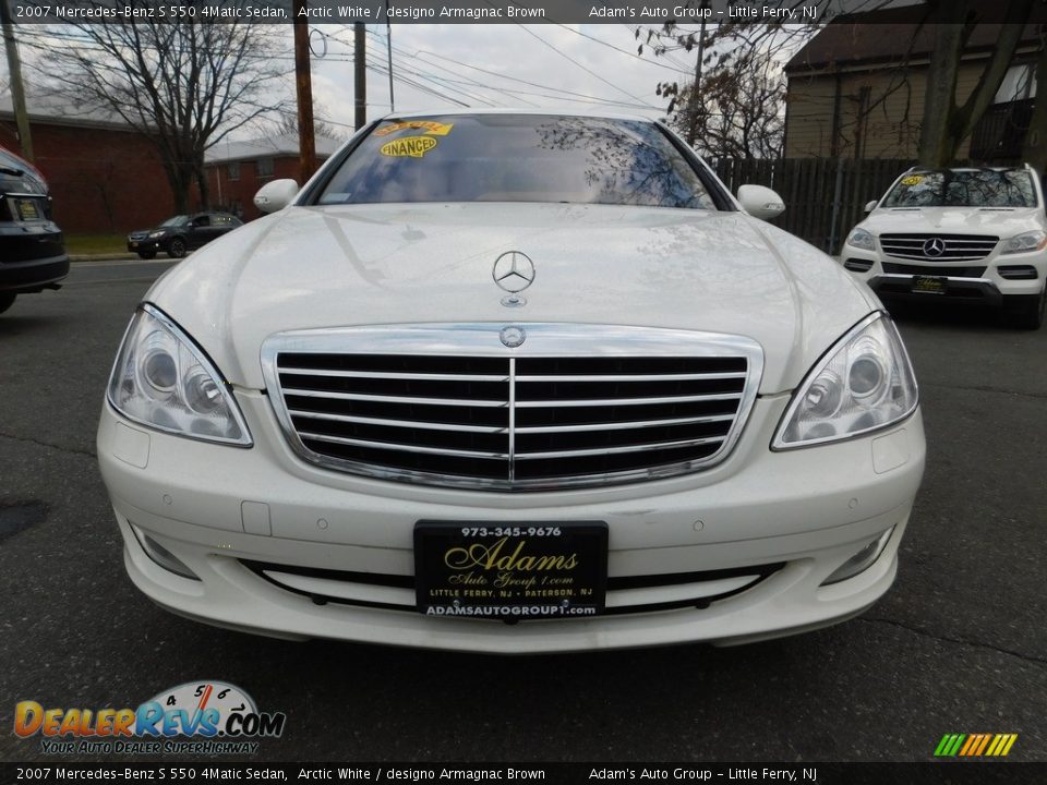 2007 Mercedes-Benz S 550 4Matic Sedan Arctic White / designo Armagnac Brown Photo #2