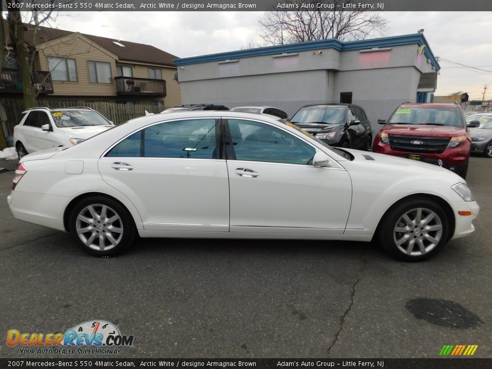 2007 Mercedes-Benz S 550 4Matic Sedan Arctic White / designo Armagnac Brown Photo #4