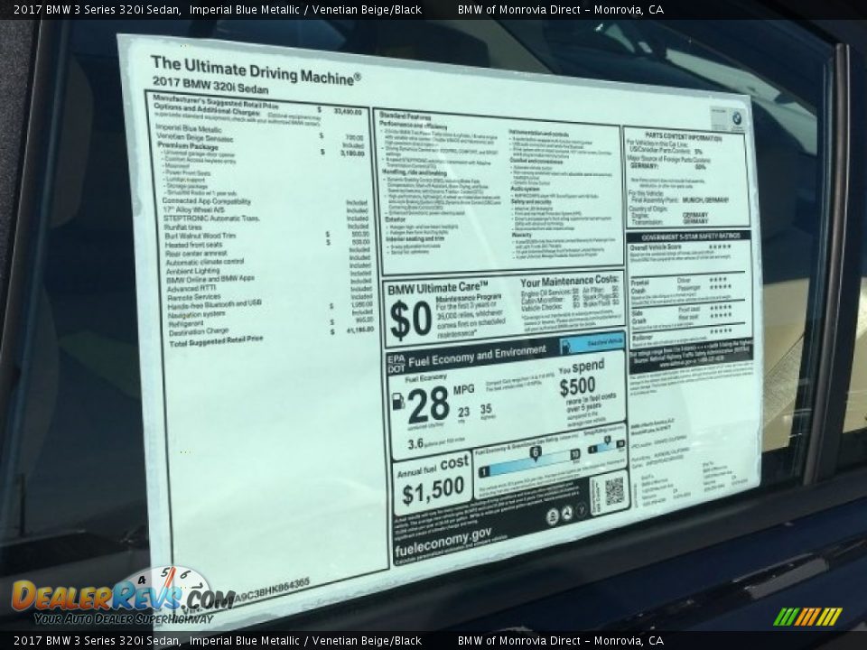 2017 BMW 3 Series 320i Sedan Imperial Blue Metallic / Venetian Beige/Black Photo #10