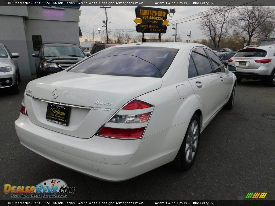 2007 Mercedes-Benz S 550 4Matic Sedan Arctic White / designo Armagnac Brown Photo #5