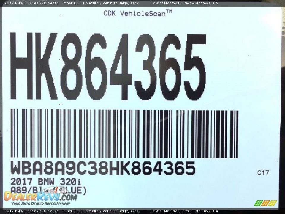 2017 BMW 3 Series 320i Sedan Imperial Blue Metallic / Venetian Beige/Black Photo #11