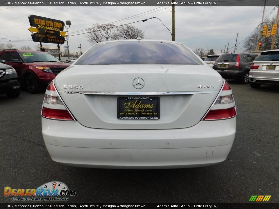 2007 Mercedes-Benz S 550 4Matic Sedan Arctic White / designo Armagnac Brown Photo #6