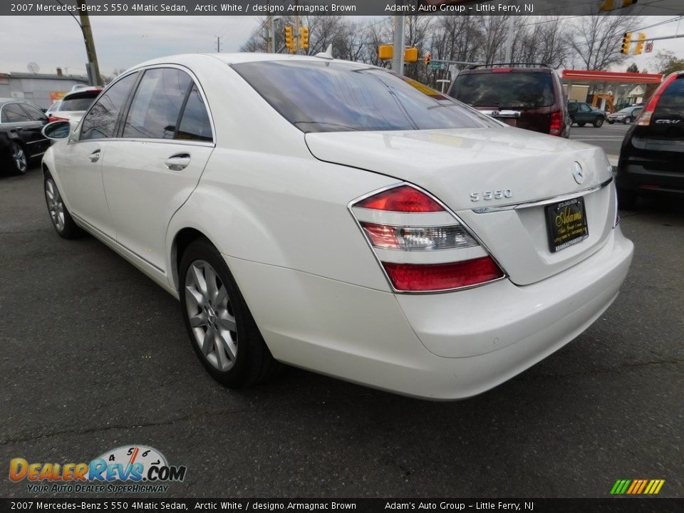 2007 Mercedes-Benz S 550 4Matic Sedan Arctic White / designo Armagnac Brown Photo #7