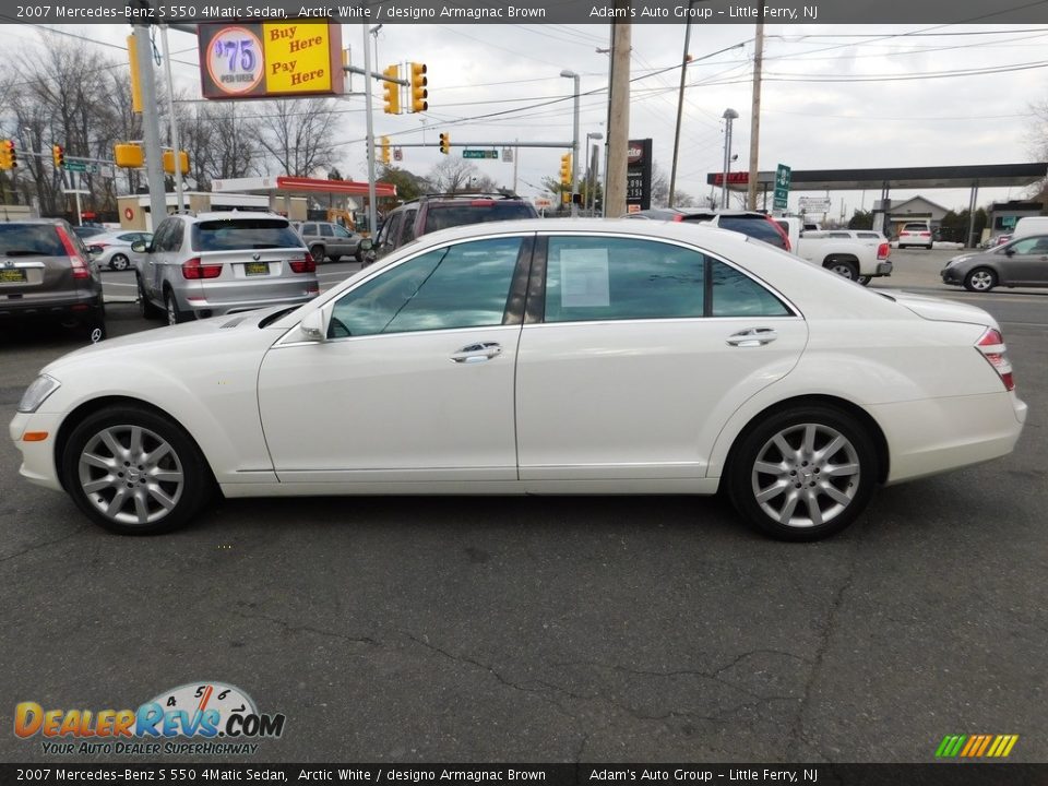 2007 Mercedes-Benz S 550 4Matic Sedan Arctic White / designo Armagnac Brown Photo #8