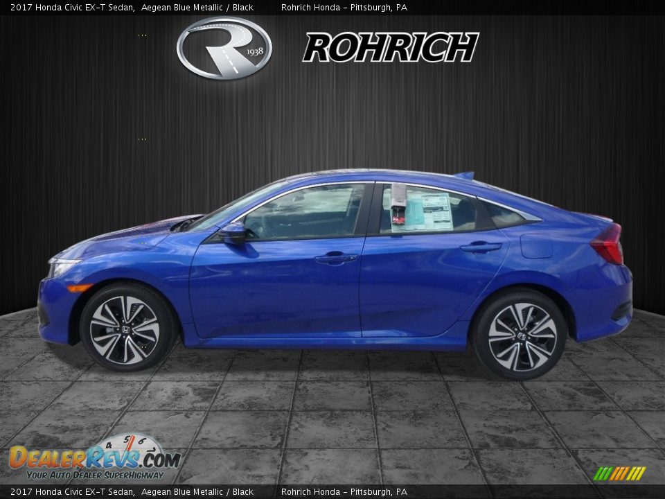 2017 Honda Civic EX-T Sedan Aegean Blue Metallic / Black Photo #3