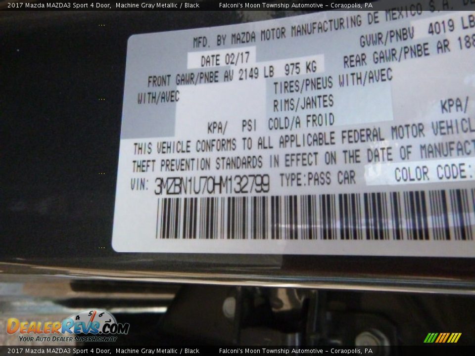 2017 Mazda MAZDA3 Sport 4 Door Machine Gray Metallic / Black Photo #12