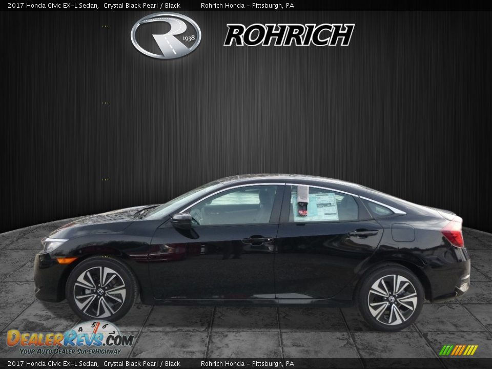 2017 Honda Civic EX-L Sedan Crystal Black Pearl / Black Photo #3
