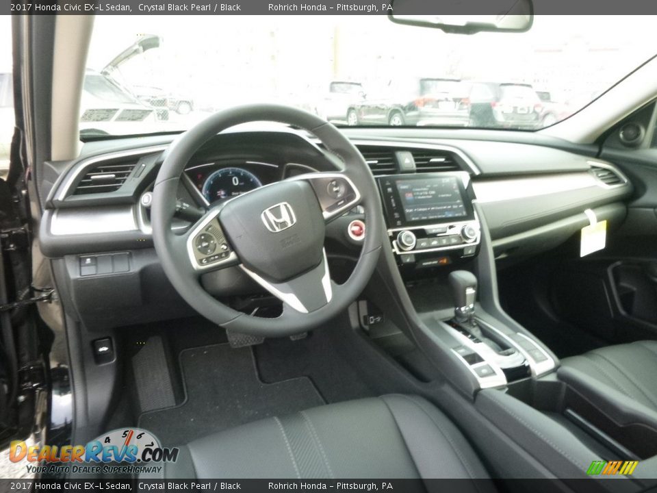 2017 Honda Civic EX-L Sedan Crystal Black Pearl / Black Photo #8