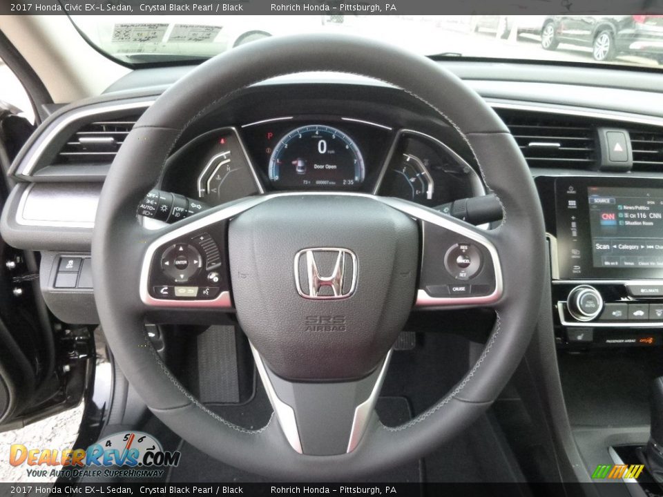 2017 Honda Civic EX-L Sedan Crystal Black Pearl / Black Photo #12