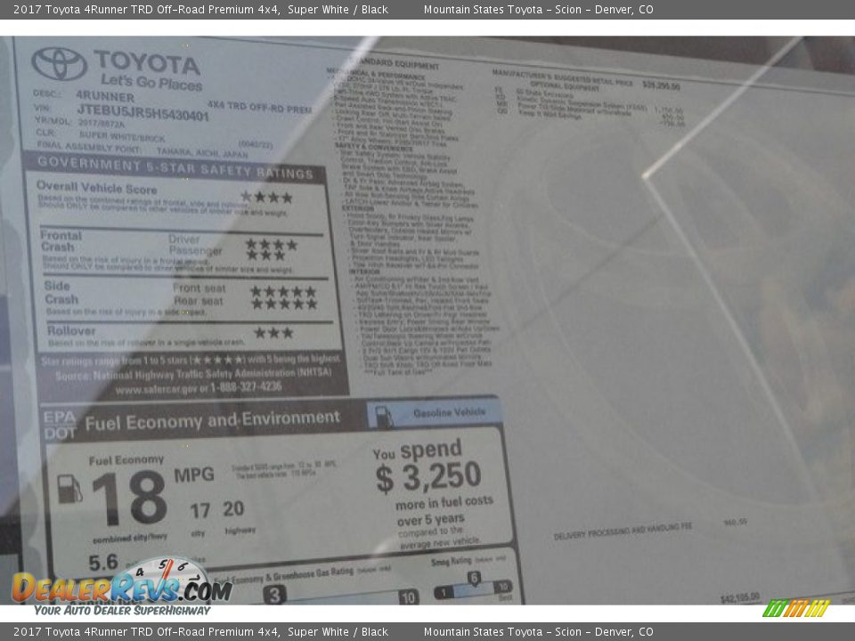 2017 Toyota 4Runner TRD Off-Road Premium 4x4 Super White / Black Photo #10