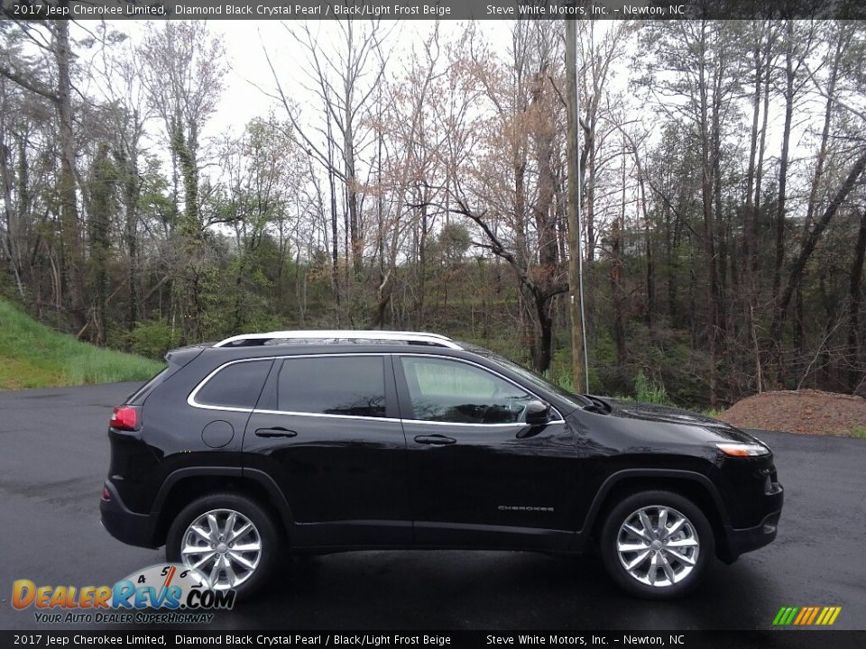 2017 Jeep Cherokee Limited Diamond Black Crystal Pearl / Black/Light Frost Beige Photo #6