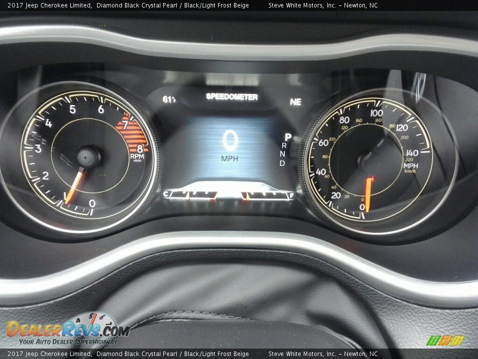2017 Jeep Cherokee Limited Diamond Black Crystal Pearl / Black/Light Frost Beige Photo #13