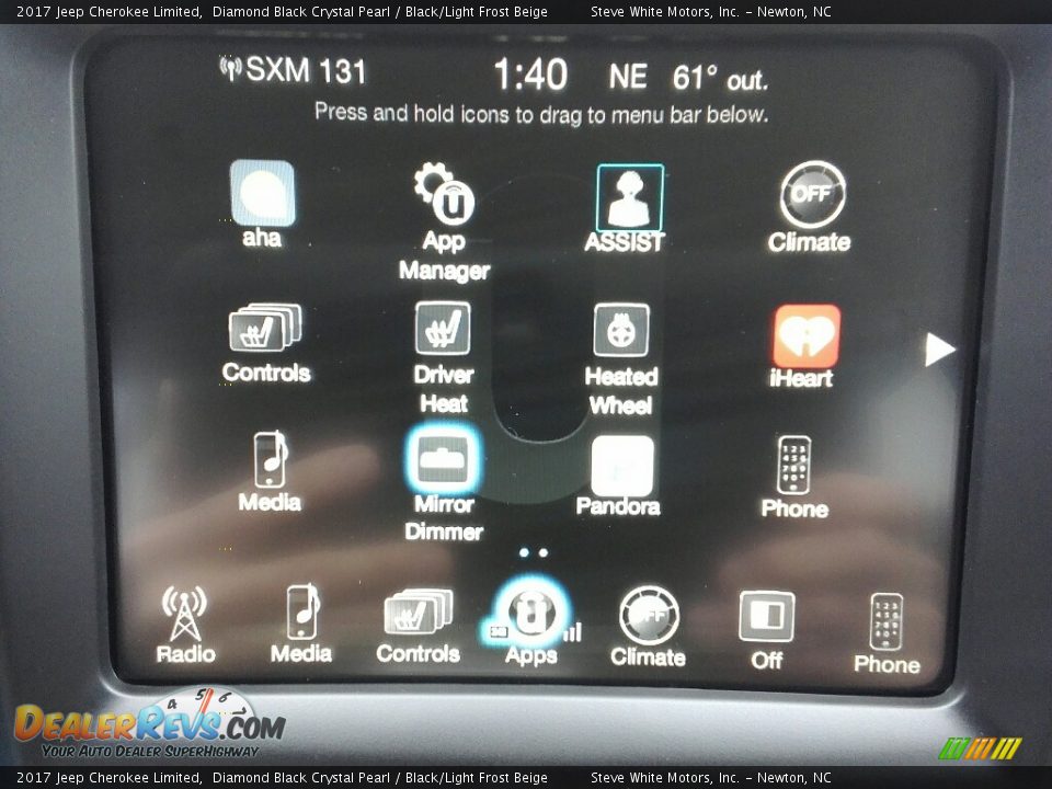 2017 Jeep Cherokee Limited Diamond Black Crystal Pearl / Black/Light Frost Beige Photo #17