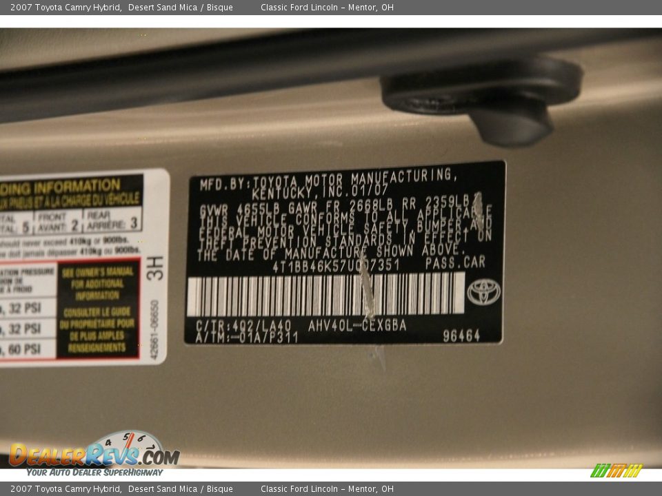 2007 Toyota Camry Hybrid Desert Sand Mica / Bisque Photo #28