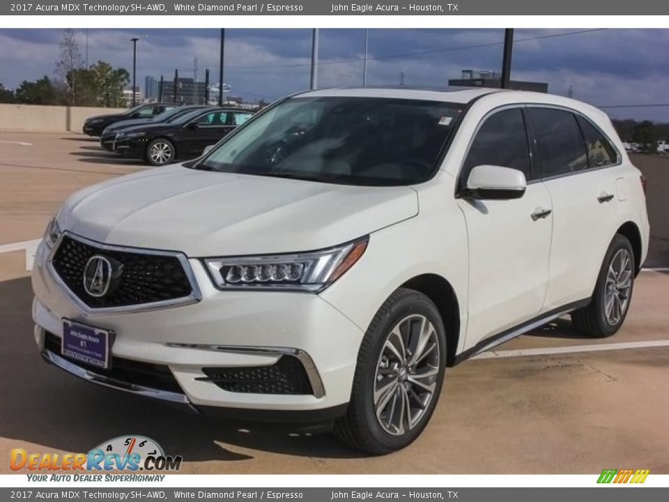 2017 Acura MDX Technology SH-AWD White Diamond Pearl / Espresso Photo #3