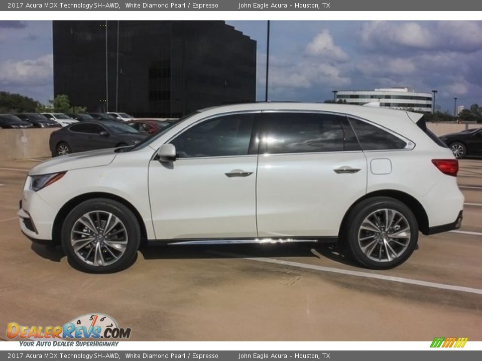 2017 Acura MDX Technology SH-AWD White Diamond Pearl / Espresso Photo #4