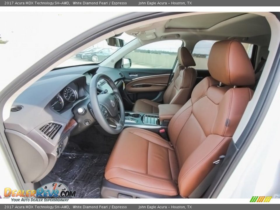 2017 Acura MDX Technology SH-AWD White Diamond Pearl / Espresso Photo #17