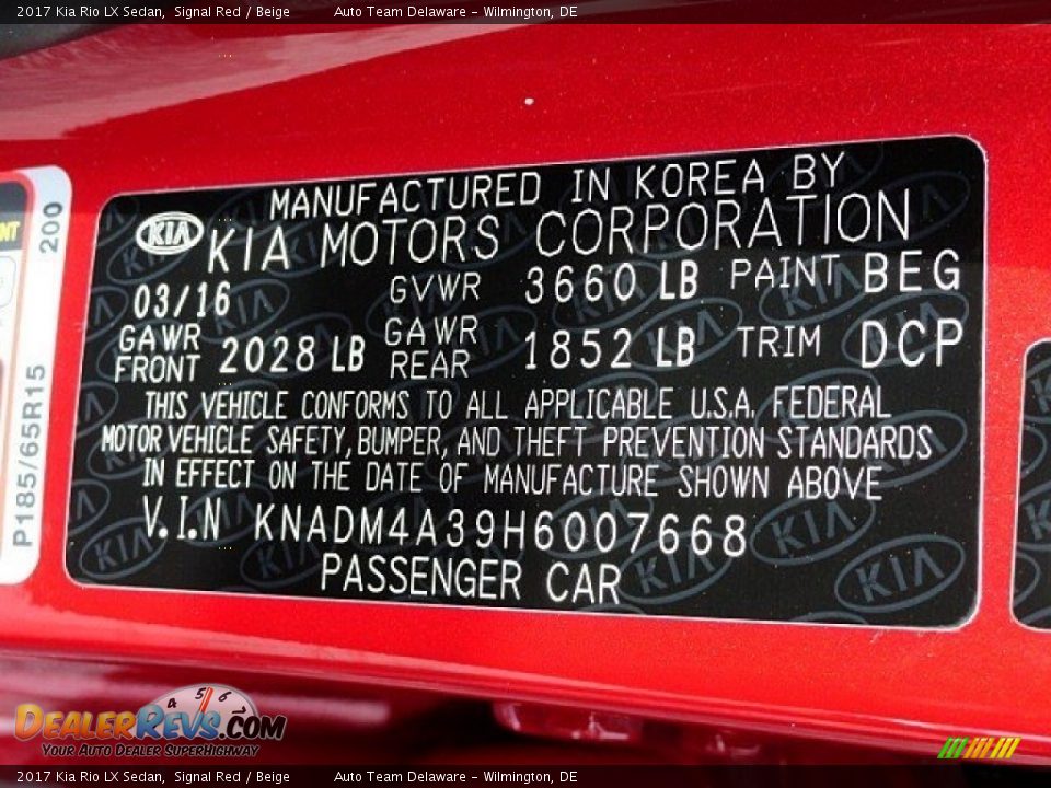 2017 Kia Rio LX Sedan Signal Red / Beige Photo #20