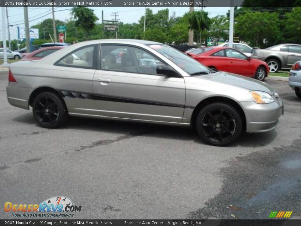 2003 Honda Civic LX Coupe Shoreline Mist Metallic / Ivory Photo #6