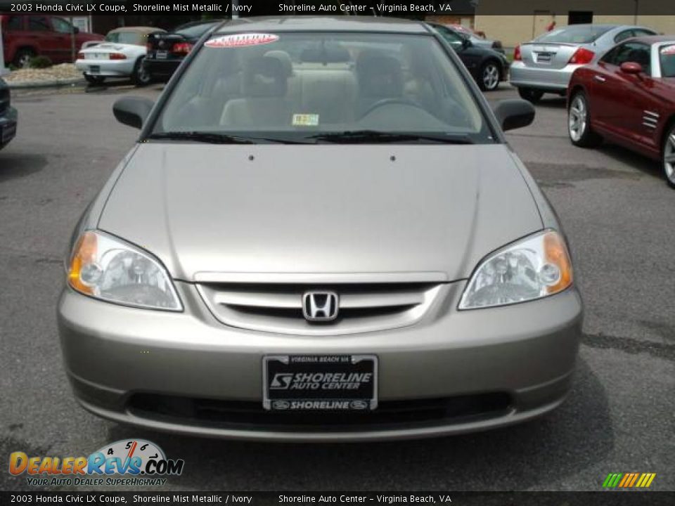 2003 Honda Civic LX Coupe Shoreline Mist Metallic / Ivory Photo #7